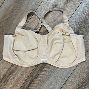 Elomi Energise Sports Bra Womens 44G Nude Excellent Underwire High Impact EL8041